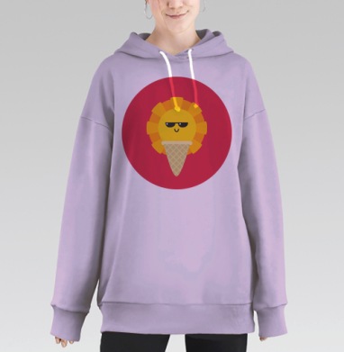 Солнечное мороженое с улыбкой и очками, Hoodie Long Oversize Fiolet