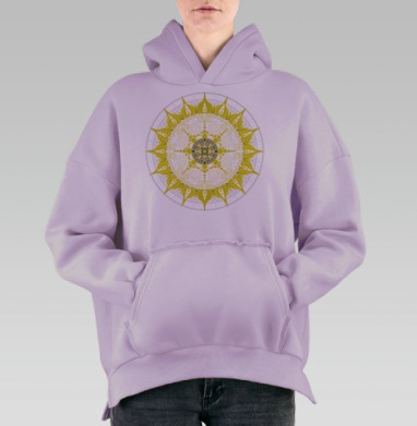 Солнечный мандальный узор с гармонией света, Hoodie Oversize Fiolet, утепленная