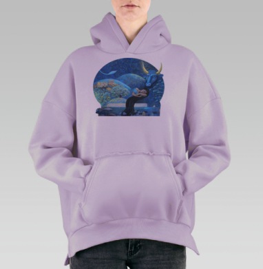 Сон с мифическим быком: мистический сюрреализм, Hoodie Oversize Fiolet, утепленная