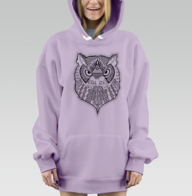Сова - викинг, Hoodie Mjhigh Dig Mel, Fiolet, утепленная