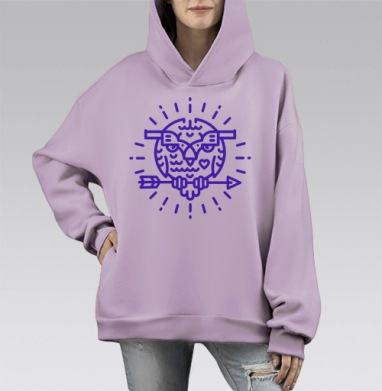 Сова, Hoodie Mono Fiolet, оверсайз, утепленная