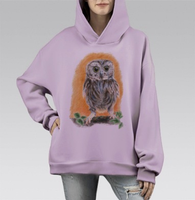 Сова, Hoodie Mono Fiolet, оверсайз, утепленная