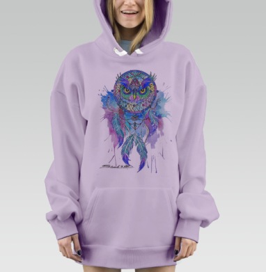 Сова ловец снов, Hoodie Mjhigh Dig Mel, Fiolet, утепленная