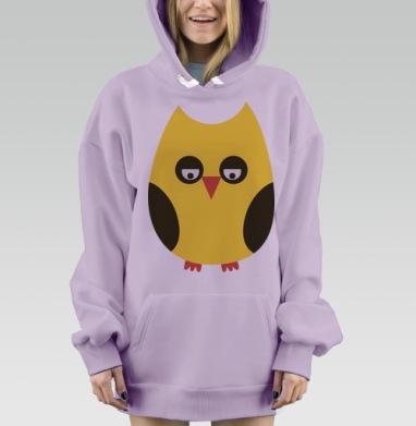 Сова мудрости в минималистичном стиле, Hoodie Mjhigh Dig Mel, Fiolet, утепленная