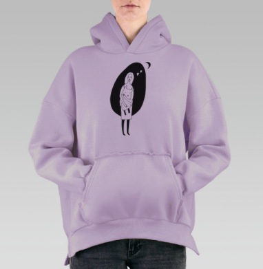 Сова в ночи, Hoodie Oversize Fiolet, утепленная