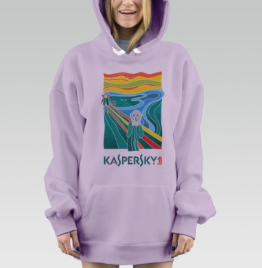 Современная Интерпретация «Крика» с Логотипом Kaspersky, Hoodie Mjhigh Dig Mel, Fiolet, утепленная