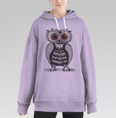 Совушка - Сова, Hoodie Long Oversize Fiolet