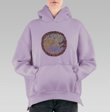 Спящая кошка, Hoodie Oversize Fiolet, утепленная