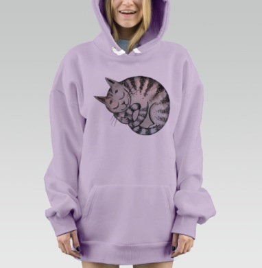 Спящий котик, Hoodie Mjhigh Dig Mel, Fiolet, утепленная
