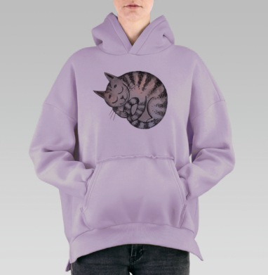 Спящий котик, Hoodie Oversize Fiolet, утепленная