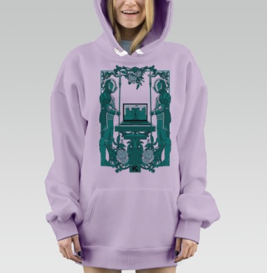 Средневековые рыцари и цифровой замок, Hoodie Mjhigh Dig Mel, Fiolet, утепленная