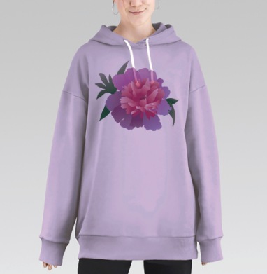 Стилизованный цветок в градиентных оттенках розового, Hoodie Long Oversize Fiolet
