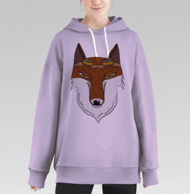 Стимпанк лиса, Hoodie Long Oversize Fiolet