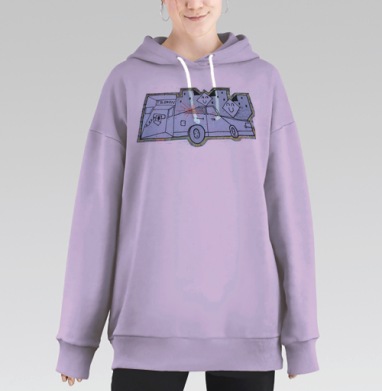Стрит, Hoodie Long Oversize Fiolet