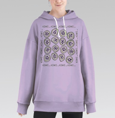 Свежий паттерн с абстрактными ломтиками киви, Hoodie Long Oversize Fiolet