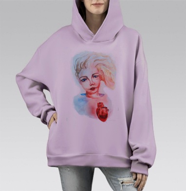 Свет жизни, Hoodie Mono Fiolet, оверсайз, утепленная