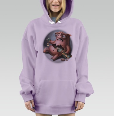 Свинья копилка., Hoodie Mjhigh Dig Mel, Fiolet, утепленная