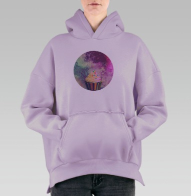 Sweet galaxy / Сладкая галактика, Hoodie Oversize Fiolet, утепленная