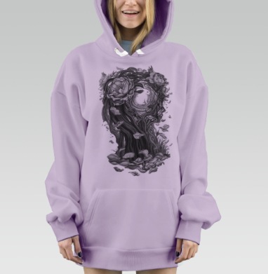 Сюрреалистическая девушка, Hoodie Mjhigh Dig Mel, Fiolet, утепленная