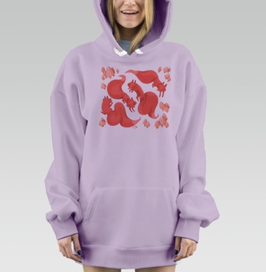 Танцы лис среди грибов, Hoodie Mjhigh Dig Mel, Fiolet, утепленная