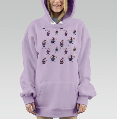 Танцующие стаканы с кофе, Hoodie Mjhigh Dig Mel, Fiolet, утепленная