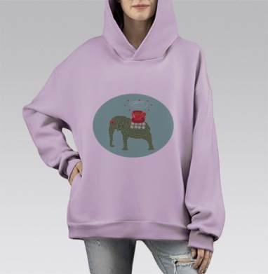 Tea elephant / Чайный слон, Hoodie Mono Fiolet, оверсайз, утепленная
