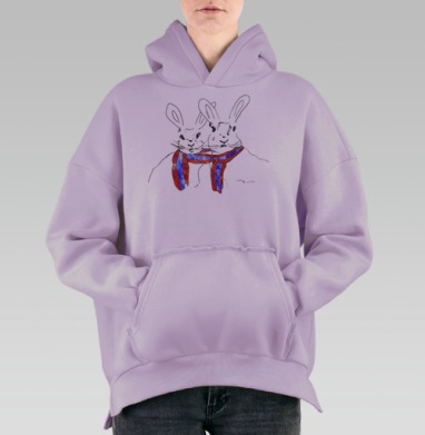 Теплые зайцы, Hoodie Oversize Fiolet, утепленная