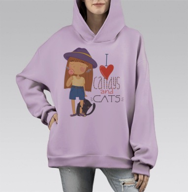 То что люблю, Hoodie Mono Fiolet, оверсайз, утепленная