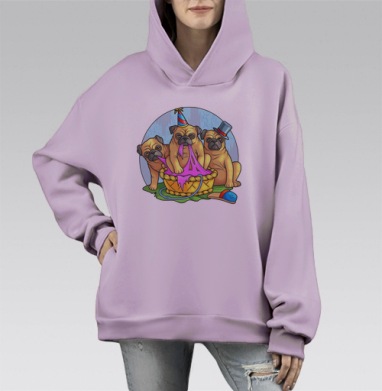 Три толстяка, Hoodie Mono Fiolet, оверсайз, утепленная