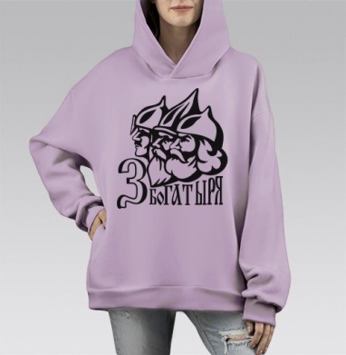 трЫ богатыря, Hoodie Mono Fiolet, оверсайз, утепленная