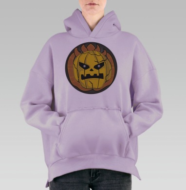 Тыква с глазами, Hoodie Oversize Fiolet, утепленная