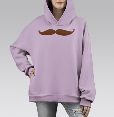 Усы (Живая Азбука), Hoodie Mono Fiolet, оверсайз, утепленная