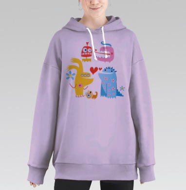 Узор свидания монстров, Hoodie Long Oversize Fiolet