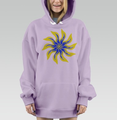 Узорчик в сине-желтых тонах, Hoodie Mjhigh Dig Mel, Fiolet, утепленная