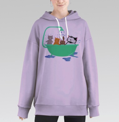 Ванная с веселыми котами – мягкий душ и уют, Hoodie Long Oversize Fiolet