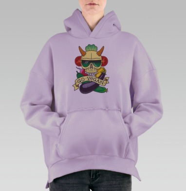 Вегань, Hoodie Oversize Fiolet, утепленная
