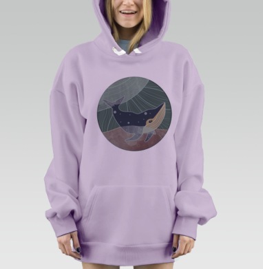 Величие и мудрость подводного кита, Hoodie Mjhigh Dig Mel, Fiolet, утепленная