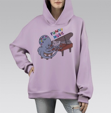 Весёлая музыка, Hoodie Mono Fiolet, оверсайз, утепленная