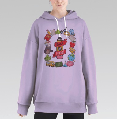 Веселая школа: яркий карандаш и учебные друзья, Hoodie Long Oversize Fiolet