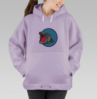 Весёлый мультяшный крокодил с широкой улыбкой, Hoodie Oversize Fiolet
