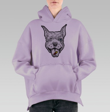 Весёлый пёс, Hoodie Oversize Fiolet, утепленная