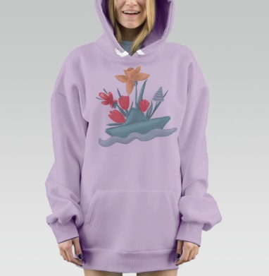 Весенний корабль, Hoodie Mjhigh Dig Mel, Fiolet, утепленная