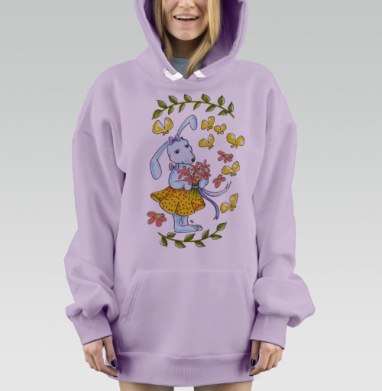 Весенняя Зайка, Hoodie Mjhigh Dig Mel, Fiolet, утепленная