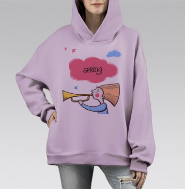 Весна, Hoodie Mono Fiolet, оверсайз, утепленная