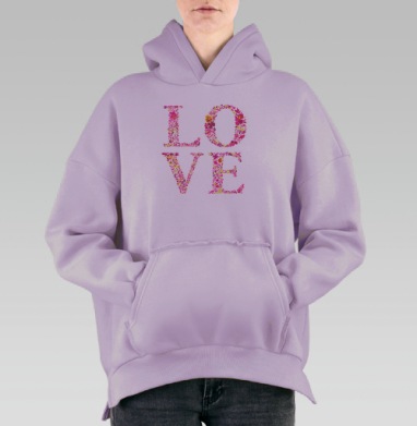 Весна, любовь, Hoodie Oversize Fiolet, утепленная