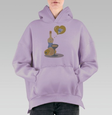 Вино мечтает о сыре, Hoodie Oversize Fiolet, утепленная