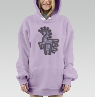 Вологодское кружево. Конь, Hoodie Mjhigh Dig Mel, Fiolet, утепленная
