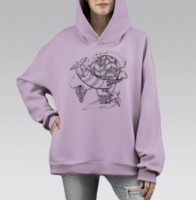 Воздушные Грани Свободы и Фантазии, Hoodie Mono Fiolet, оверсайз, утепленная