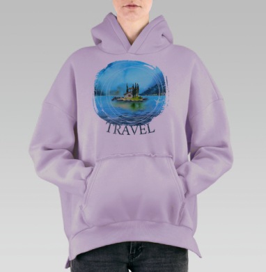 Время путешествовать, Hoodie Oversize Fiolet, утепленная
