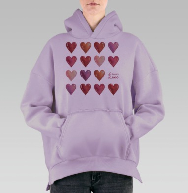 Всё что нам нужно - это только любовь, Hoodie Oversize Fiolet, утепленная